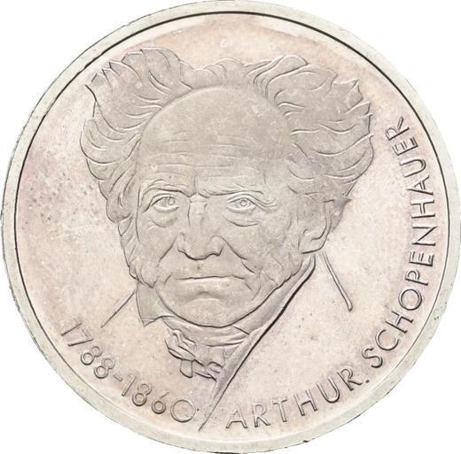 Obverse 10 Mark 1988 D "Schopenhauer" Incuse Error - Silver Coin Value - Germany, FRG