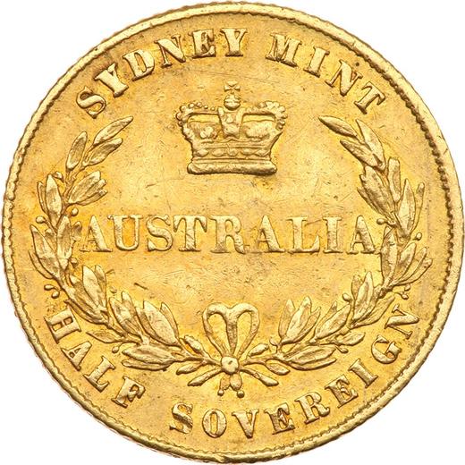 Реверс монеты - 1/2 соверена 1859 года - цена золотой монеты - Австралия, Виктория