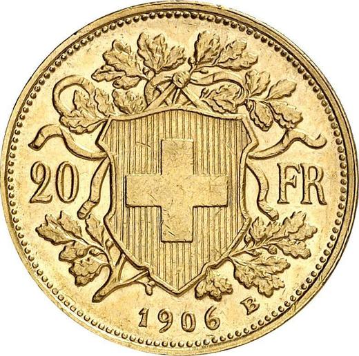 Reverse 20 Francs 1906 B "Vreneli" - Gold Coin Value - Switzerland, Confederation