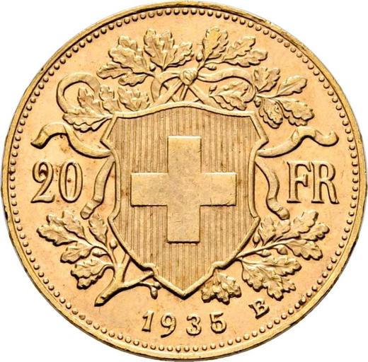 Reverse 20 Francs 1935 B "Vreneli" - Gold Coin Value - Switzerland, Confederation