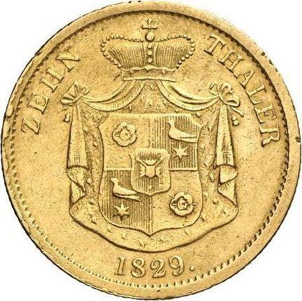 Реверс монеты - 10 талеров 1829 года - цена золотой монеты - Шаумбург-Липпе, Георг Вильгельм