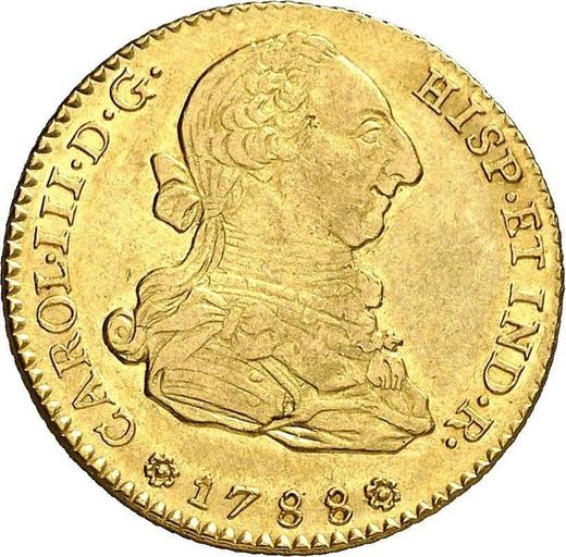 Obverse 2 Escudos 1788 S C - Gold Coin Value - Spain, Charles III