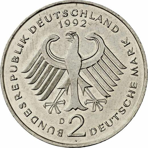 Revers 2 Mark 1992 D "Schumacher" - Münze Wert - Deutschland, BRD