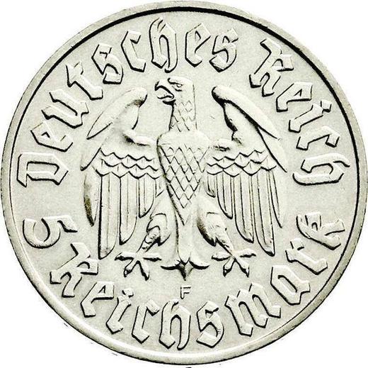 Rewers monety - 5 reichsmark 1933 F "Marcin Luter" - cena srebrnej monety - Niemcy, III Rzesza
