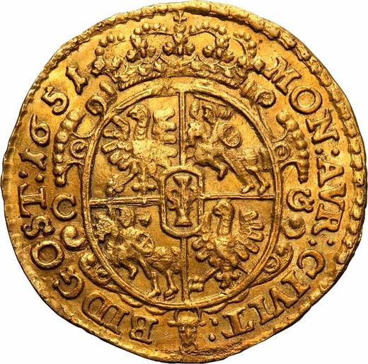 Reverse Ducat 1651 CG "Portrait with wreath" - Gold Coin Value - Poland, John II Casimir