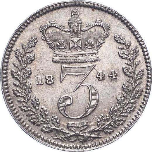 Reverso 3 peniques 1844 - valor de la moneda de plata - Gran Bretaña, Victoria