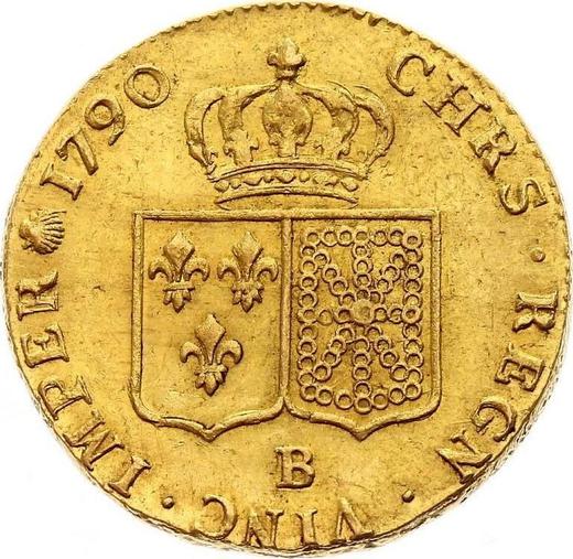 Reverse Double Louis d'Or 1790 B - Gold Coin Value - France, Louis XVI
