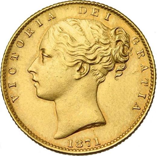 Аверс монеты - Соверен 1871 года WW "Герб" - цена золотой монеты - Великобритания, Виктория