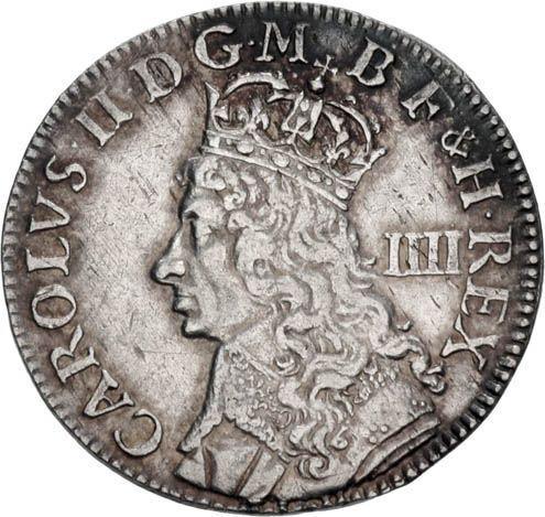 Awers monety - 4 pensy bez daty (1660-1662) Oznaczenie nominału "IIII" - cena srebrnej monety - Wielka Brytania, Karol II