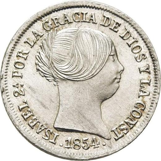 Obverse 2 Reales 1854 7-pointed star - Silver Coin Value - Spain, Isabella II
