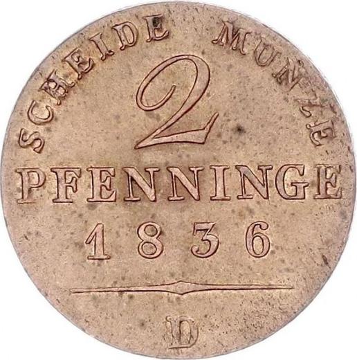 Reverse 2 Pfennig 1836 D -  Coin Value - Prussia, Frederick William III