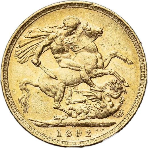 Reverso Soberano 1892 JEB "Retrato jubilar" - valor de la moneda de oro - Gran Bretaña, Victoria