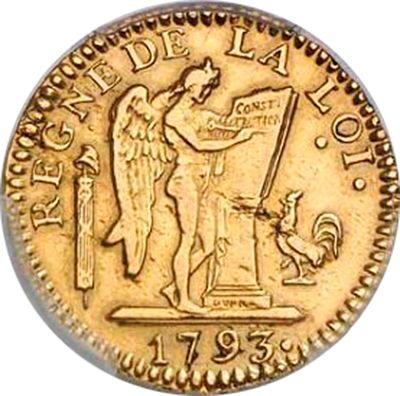 Obverse 24 Livres AN II (1793) N - Gold Coin Value - France, First Republic