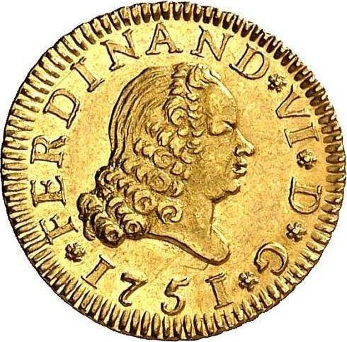 Obverse 1/2 Escudo 1751 M JB - Gold Coin Value - Spain, Ferdinand VI