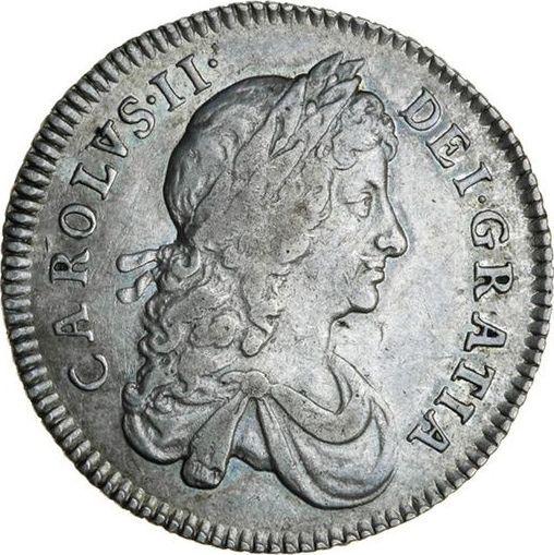 Аверс монеты - 1 шиллинг 1666 года "Второй тип" - цена серебряной монеты - Великобритания, Карл II