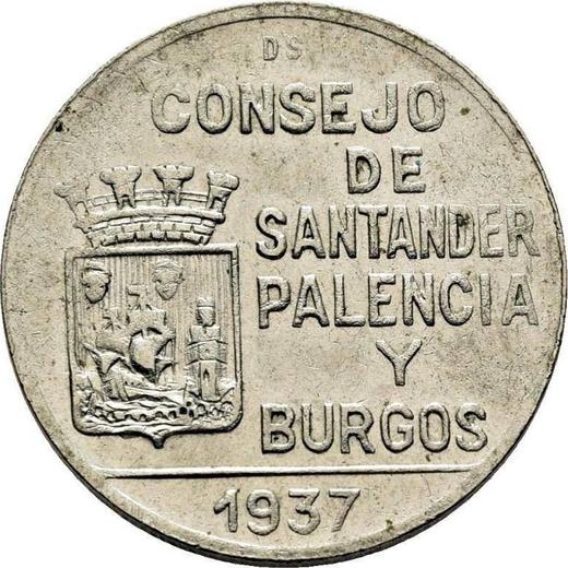Obverse 1 Peseta 1937 "Santander, Palencia and Burgos" - Coin Value - Spain, II Republic