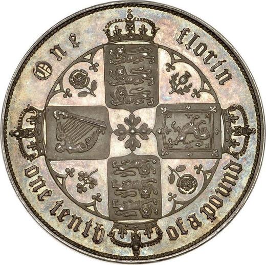 Rewers monety - 1 floren 1862 WW "Gotycka" Rant gładki - cena srebrnej monety - Wielka Brytania, Wiktoria