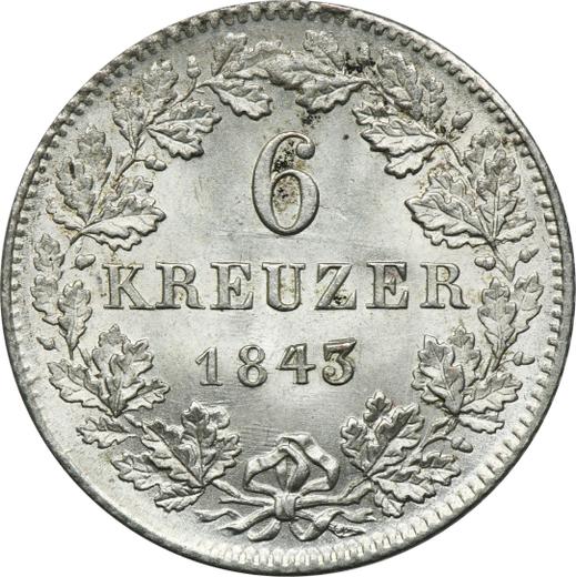 Reverse 6 Kreuzer 1843 - Silver Coin Value - Hesse-Darmstadt, Louis II