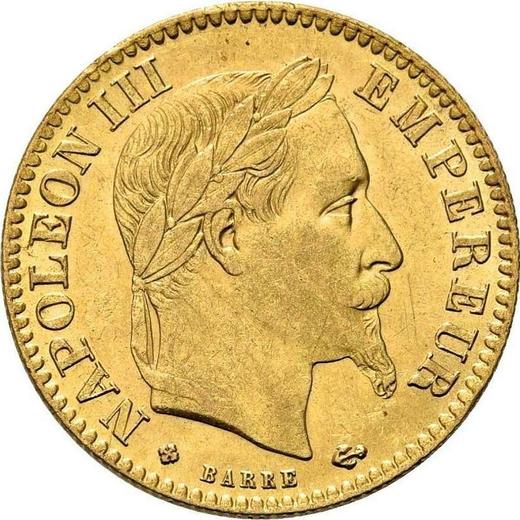 Anverso 10 francos 1867 BB "Tipo 1861-1868" - valor de la moneda de oro - Francia, Napoleón III Bonaparte