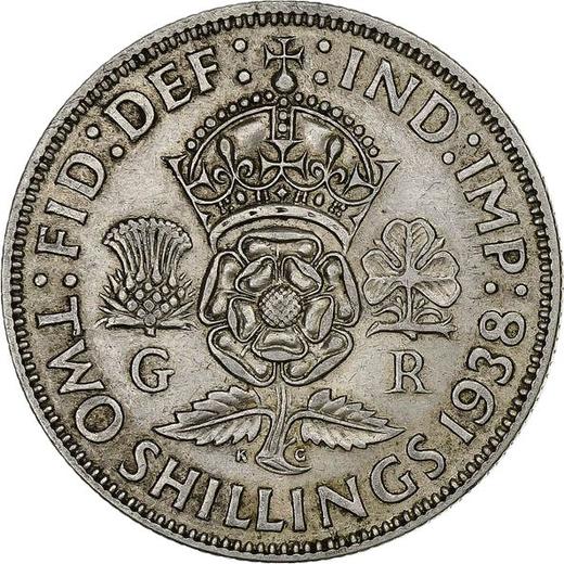 Revers 2 Schilling (Florin) 1938 HP - Silbermünze Wert - Großbritannien, Georg VI