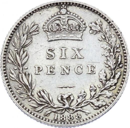 Reverse Sixpence 1888 JEB "Jubilee Head" - Silver Coin Value - United Kingdom, Victoria