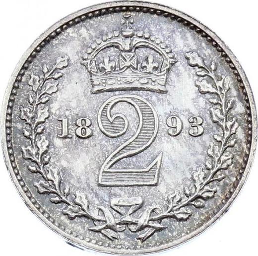 Reverse Twopence 1893 TB - Silver Coin Value - United Kingdom, Victoria