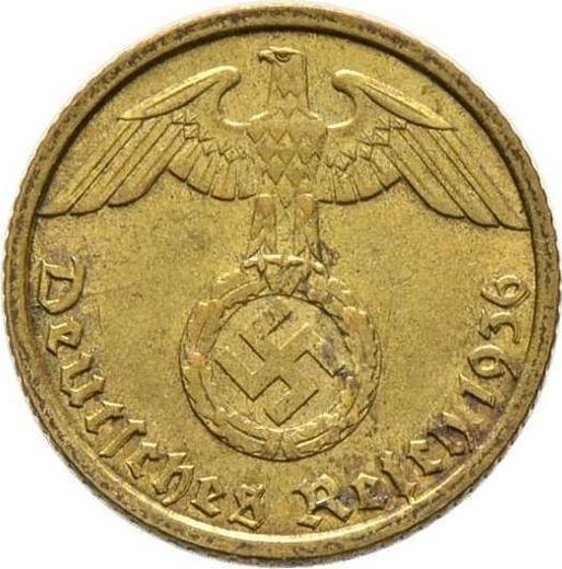 Реверс монеты - 5 рейхспфеннигов 1936 года G "Тип 1936-1939" - цена  монеты - Германия, Третий рейх