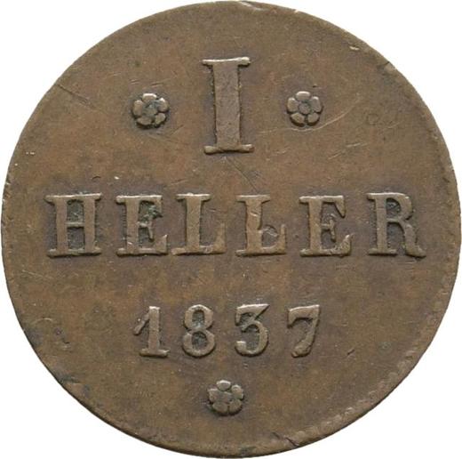 Rewers monety - 1 halerz 1837 - cena  monety - Hesja-Darmstadt, Ludwik II