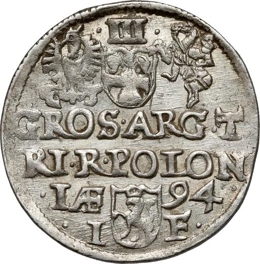 Reverse 3 Groszy (Trojak) 1594 IF "Olkusz Mint" - Silver Coin Value - Poland, Sigismund III Vasa