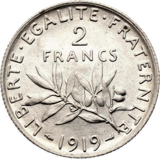 Реверс монеты - 2 франка 1919 года "Сеятель" - цена серебряной монеты - Франция, Третья республика