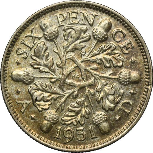 Reverse Sixpence 1931 - Silver Coin Value - United Kingdom, George V