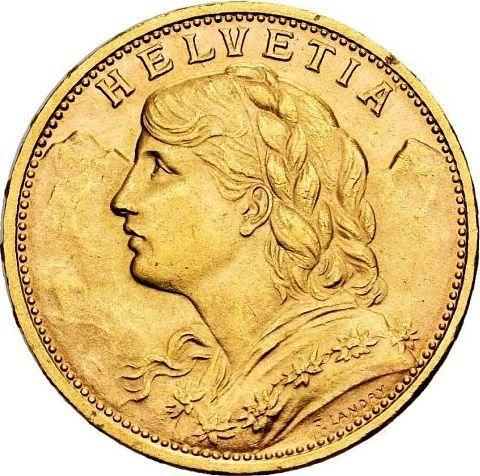 Obverse 20 Francs 1913 B "Vreneli" - Gold Coin Value - Switzerland, Confederation