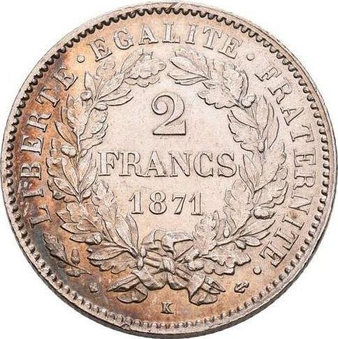 Reverse 2 Francs 1871 K "With Motto" - Silver Coin Value - France, Third Republic