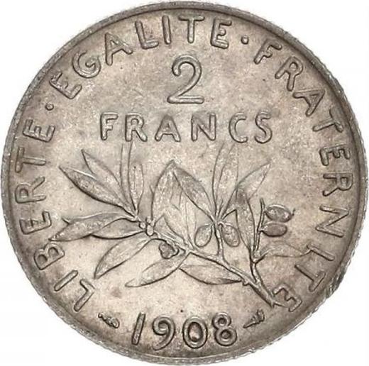 Reverse 2 Francs 1908 "Sower" - Silver Coin Value - France, Third Republic