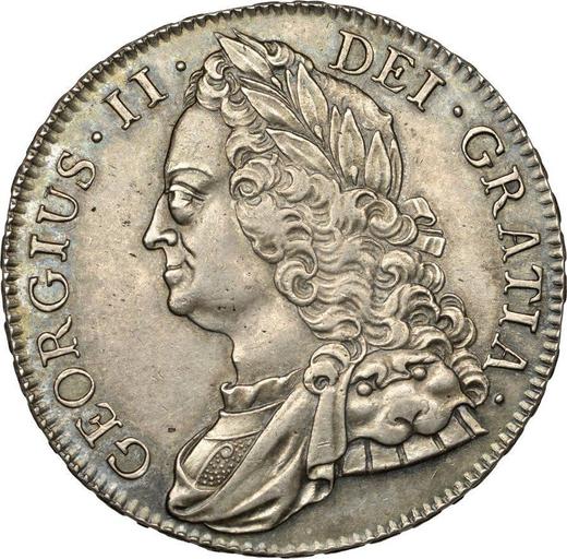 Obverse Crown 1743 "Old Head" - Silver Coin Value - United Kingdom, George II