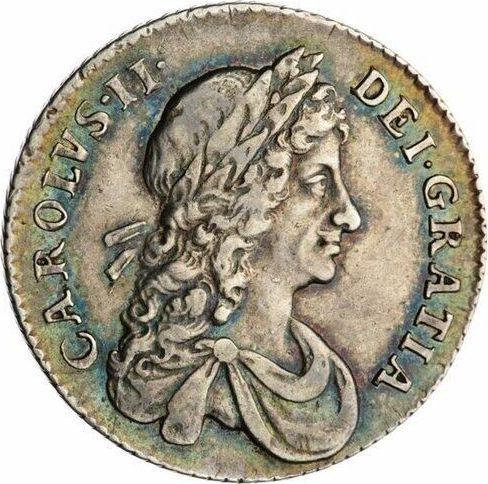 Obverse Shilling 1674 "Second laureate bust" Plume in centre only - Silver Coin Value - United Kingdom, Charles II