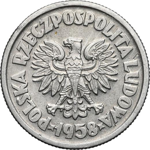 Obverse Pattern 5 Zlotych 1958 JG "Cargo ship "Waryński"" Aluminum - Coin Value - Poland, Peoples Republic