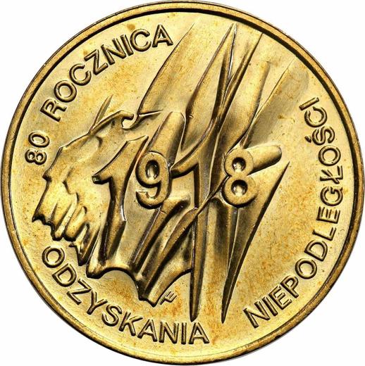 Reverse 2 Zlote 1998 MW ET "90th Anniversary of Regaining Independence by Poland" -  Coin Value - Poland, III Republic after denomination