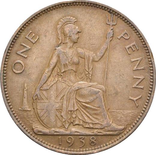Реверс монеты - Пенни 1938 года HP "Тип 1937-1948" - цена  монеты - Великобритания, Георг VI