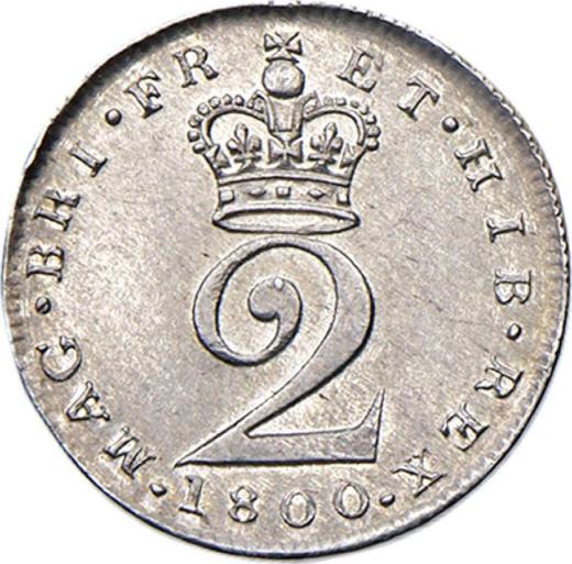 Reverse Twopence 1800 - Silver Coin Value - United Kingdom, George III
