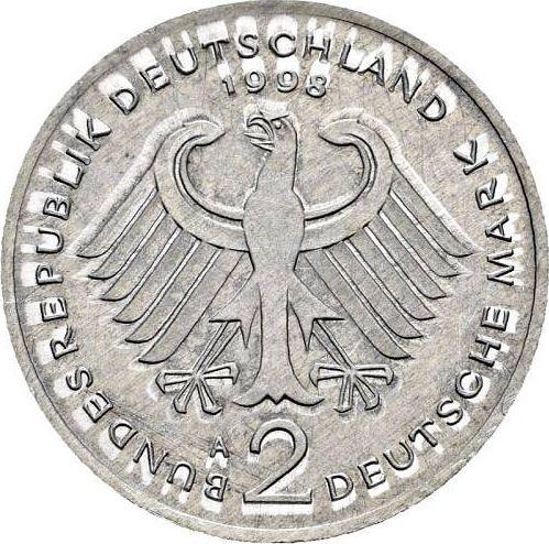 Revers 2 Mark 1998 A "Willy Brandt" Aluminium Glatter Rand - Münze Wert - Deutschland, BRD