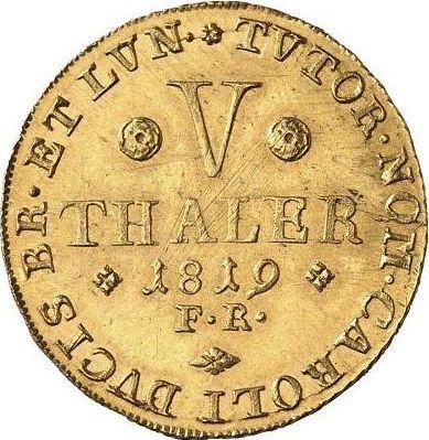 Reverse 5 Thaler 1819 FR - Gold Coin Value - Brunswick-Wolfenbüttel, Charles II
