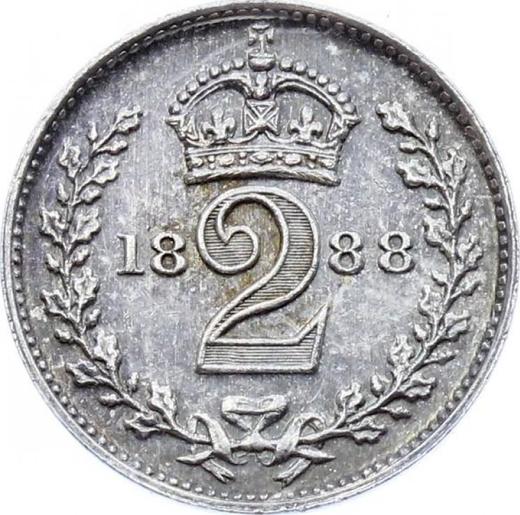 Reverso 2 peniques 1888 "Retrato jubilar" - valor de la moneda de plata - Gran Bretaña, Victoria