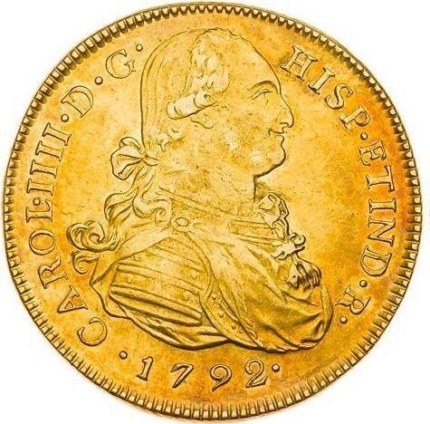 Obverse 8 Escudos 1792 IJ - Gold Coin Value - Peru, Charles IV