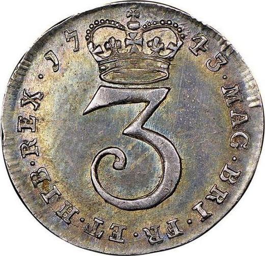 Reverso 3 peniques 1743 - valor de la moneda de plata - Gran Bretaña, Jorge II