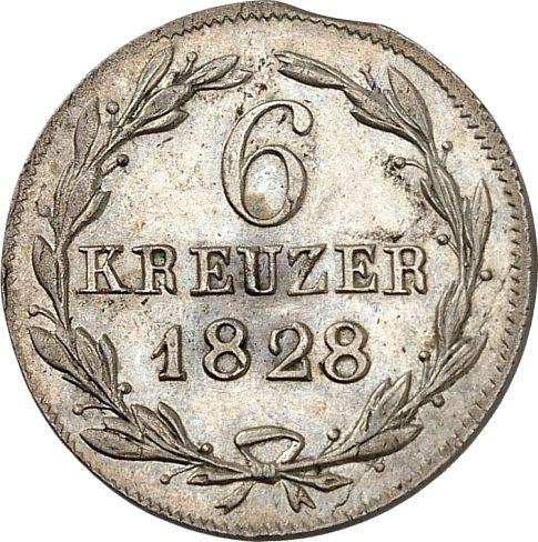Reverse 6 Kreuzer 1828 - Silver Coin Value - Nassau, William