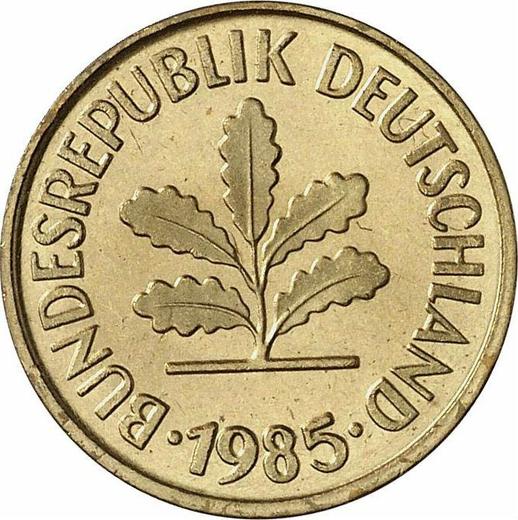 Reverse 5 Pfennig 1985 F - Coin Value - Germany, FRG