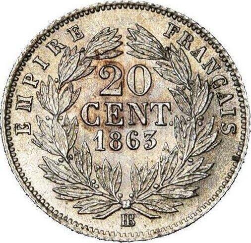 Reverse 20 Centimes 1863 BB "Type 1853-1863" - Silver Coin Value - France, Napoleon III