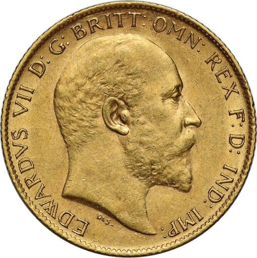 Аверс монеты - 1/2 соверена 1909 года P - цена золотой монеты - Австралия, Эдуард VII