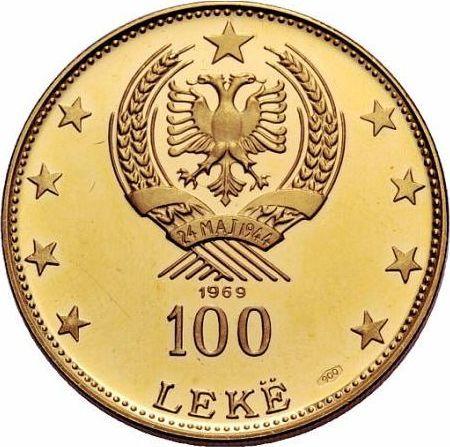 Reverse 100 Lekë 1969 "Peasant Girl" - Gold Coin Value - Albania, People's Republic
